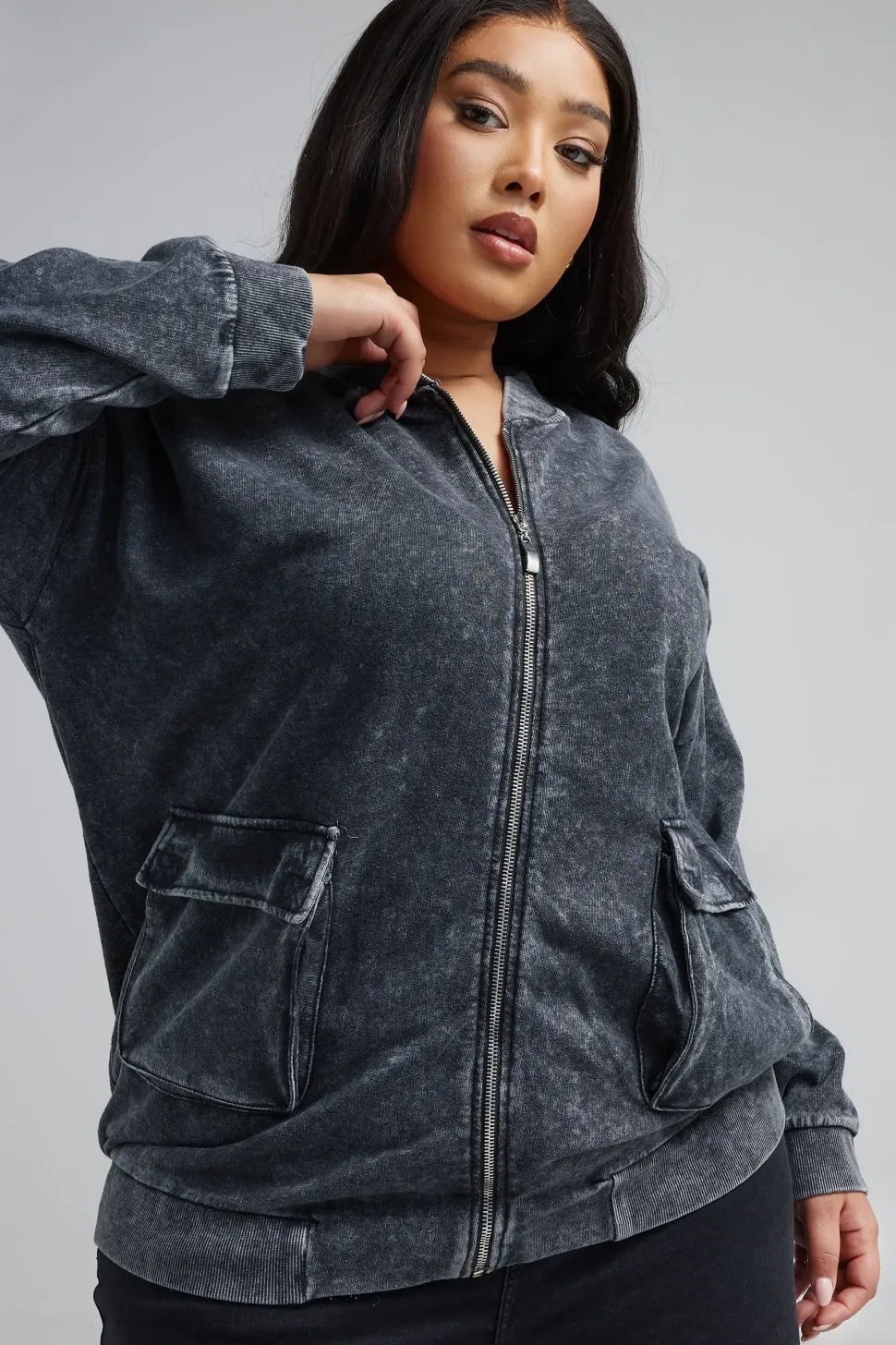 Acid Wash Bomber Jacket