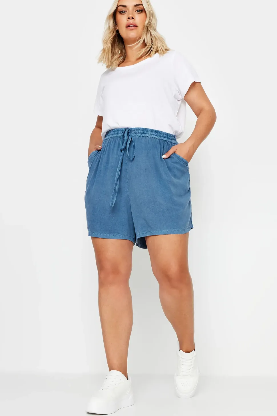 Acid Wash Chambray Shorts