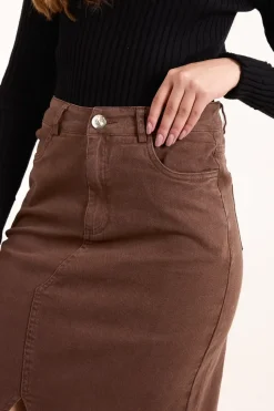 Acid Wash Denim Mid Skirt