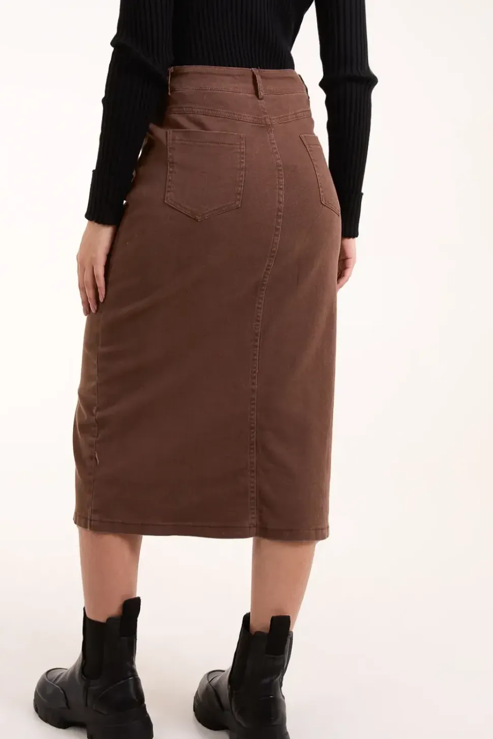 Acid Wash Denim Mid Skirt