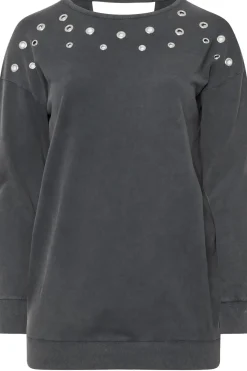 Acid Wash Eyelet Sweatshirt