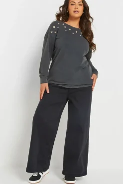 Acid Wash Eyelet Sweatshirt