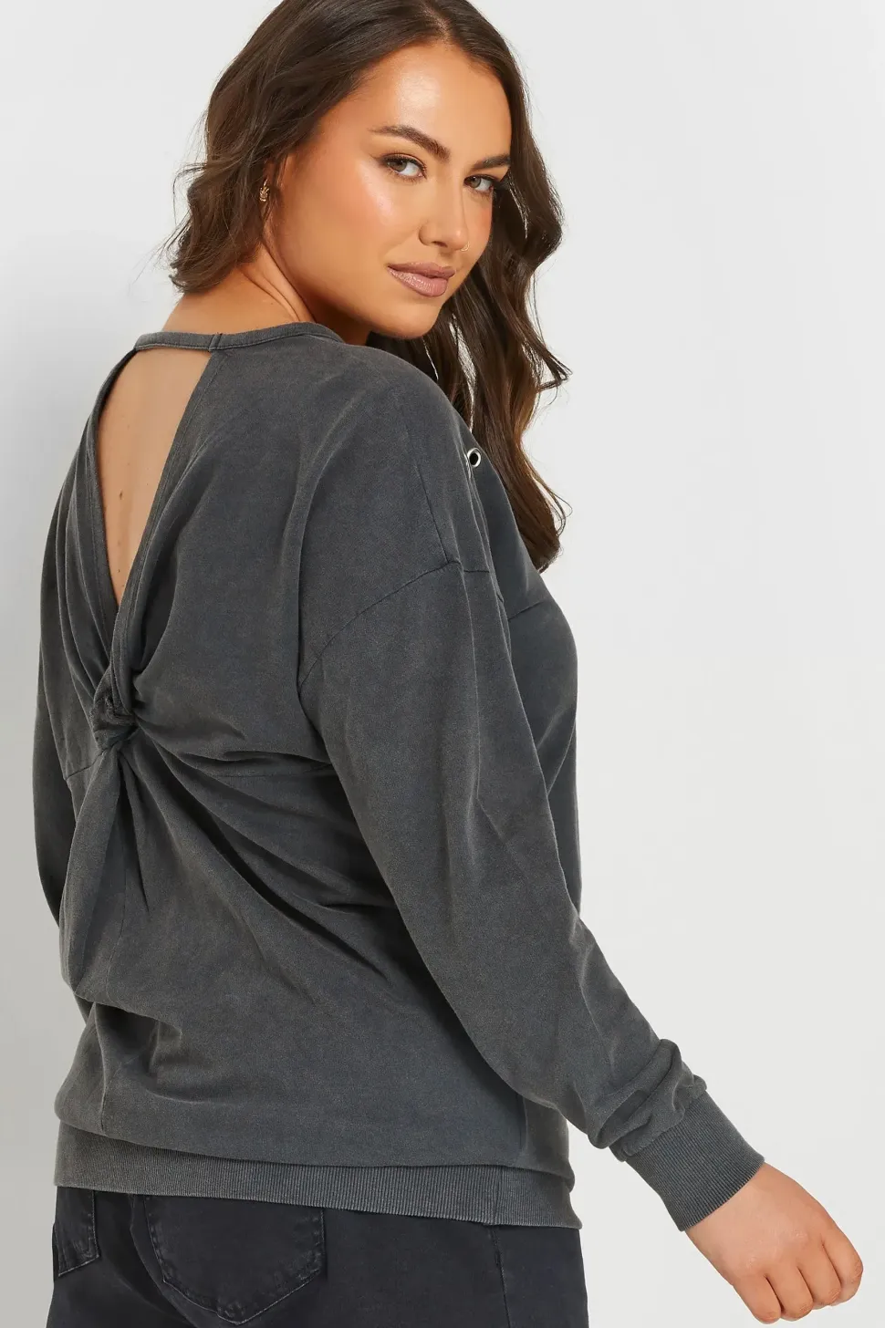 Acid Wash Eyelet Sweatshirt