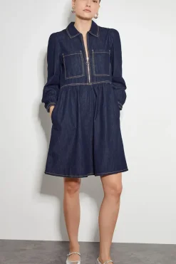 Adeena Denim Mini Shirt Dress