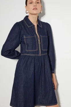 Adeena Denim Mini Shirt Dress