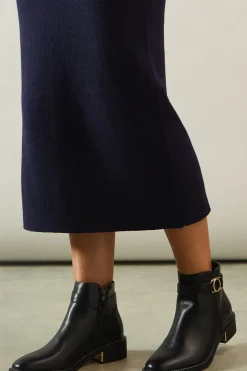 Adeline Faux Leather Trim Detail Ankle Boots