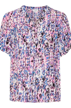 Agnes Short Sleeve V-notch Neck Blouse-