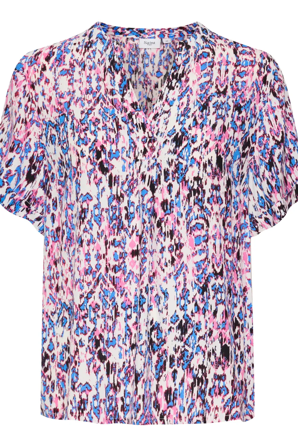 Agnes Short Sleeve V-notch Neck Blouse-