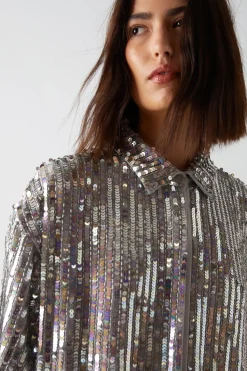 All Over Sequin Shirt Dress
