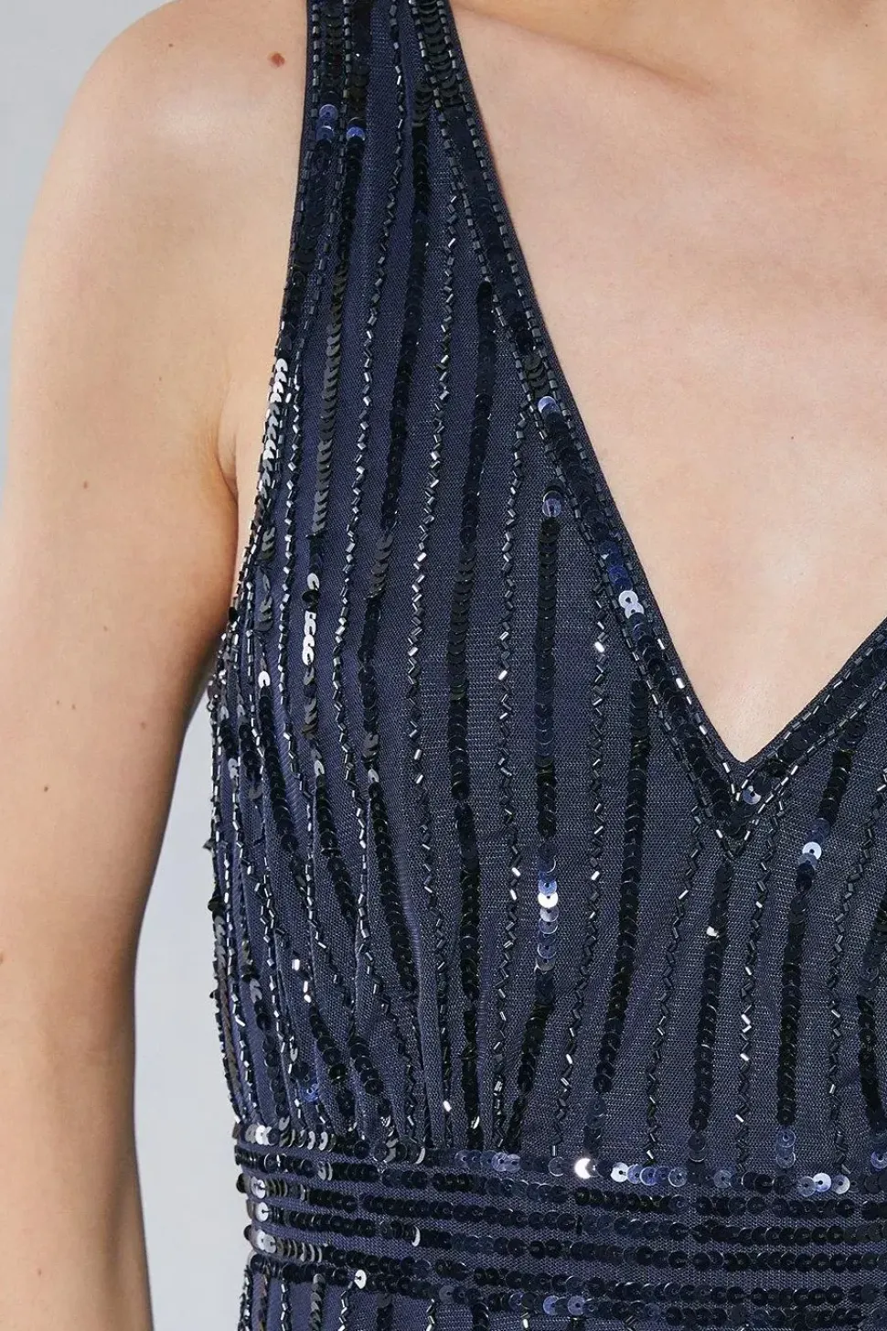 All Over Sequin V Neck Maxi Dress