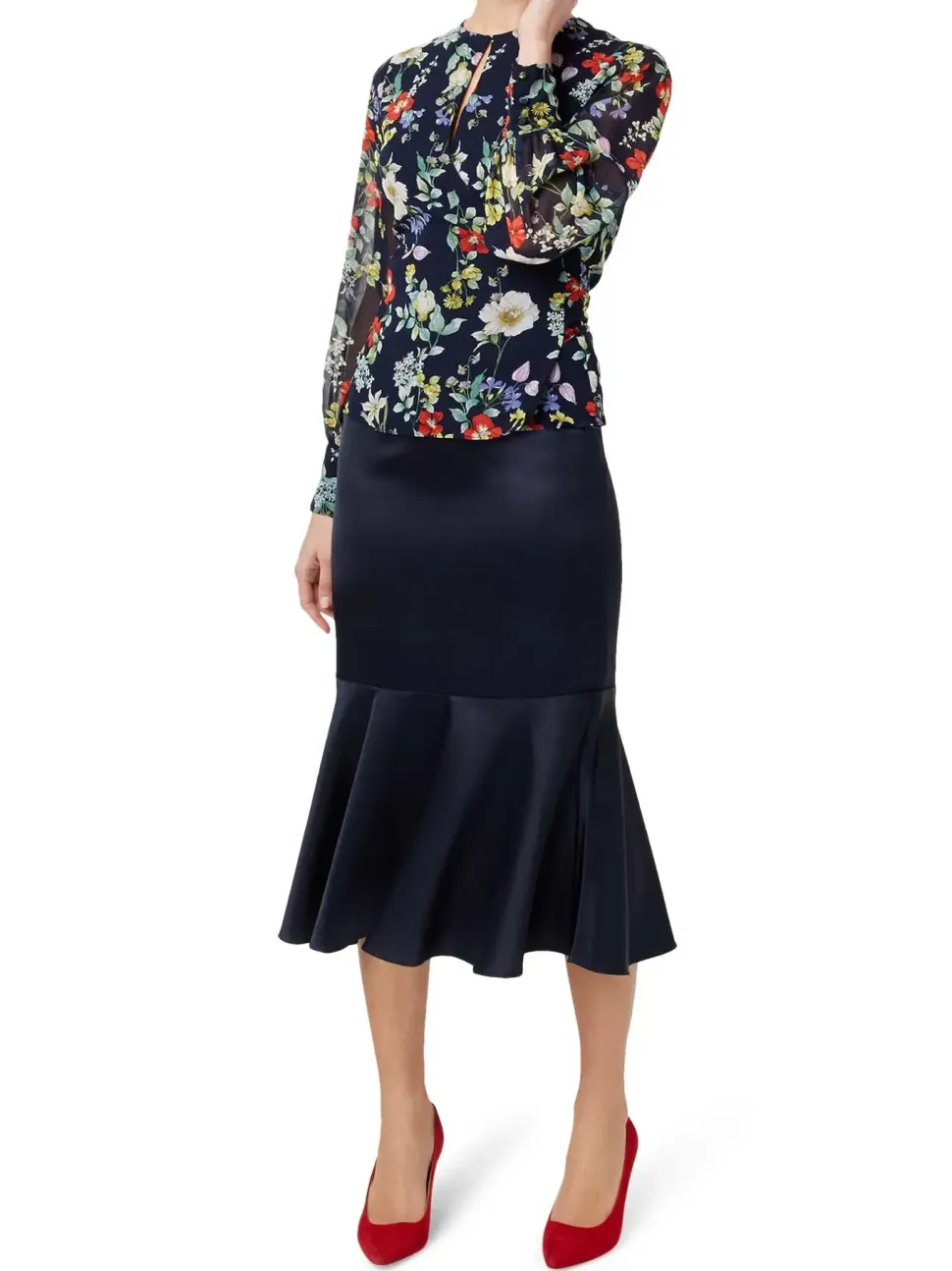 Amberlee Fit and Flare Midi Skirt-