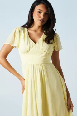 Angel Sleeve Georgette Bridesmaids Maxi Dress