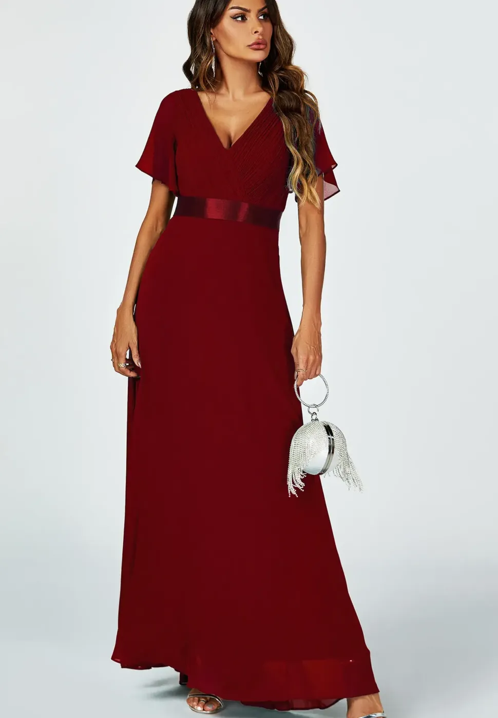 Angel Sleeves Empire Waist Bridesmaid Dress