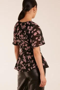 Angel Sleeve Tie Front Blouse