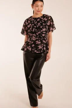 Angel Sleeve Tie Front Blouse