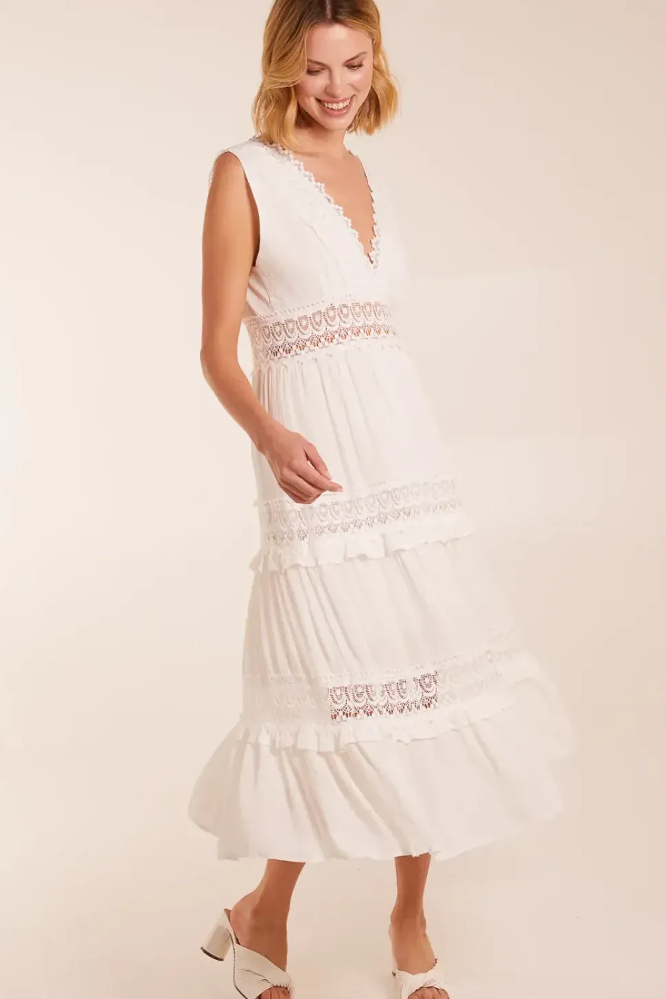 Angel Sleeve Tiered Maxi Dress