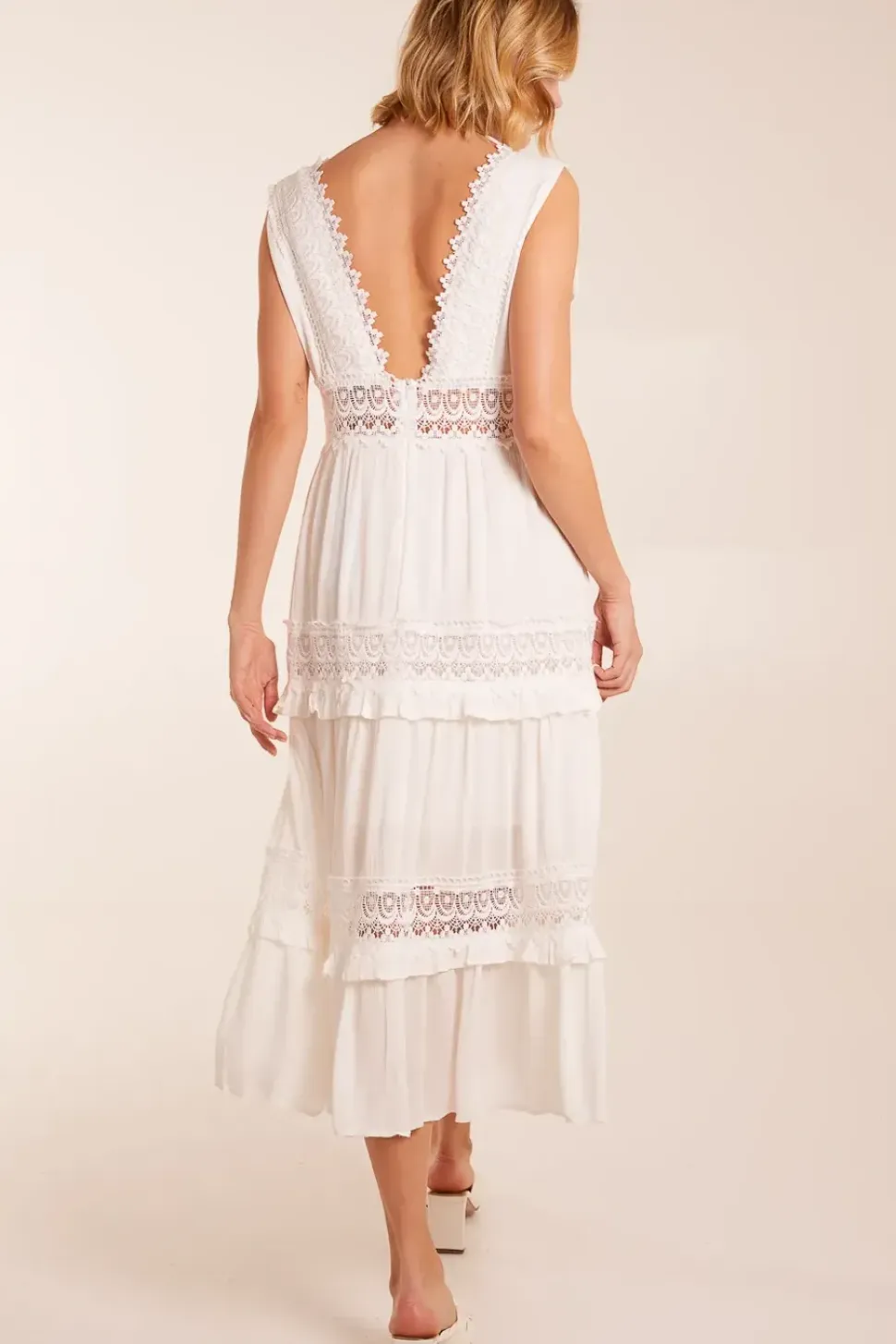 Angel Sleeve Tiered Maxi Dress