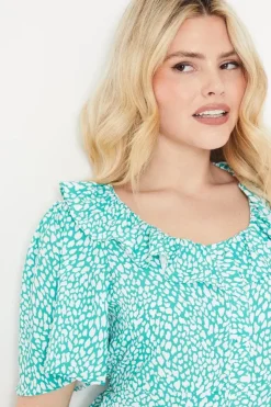 Animal Button Front Angel Sleeve Blouse