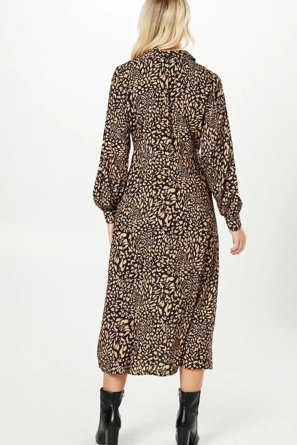 Animal Empire Half Placket Midi Shirt Dress