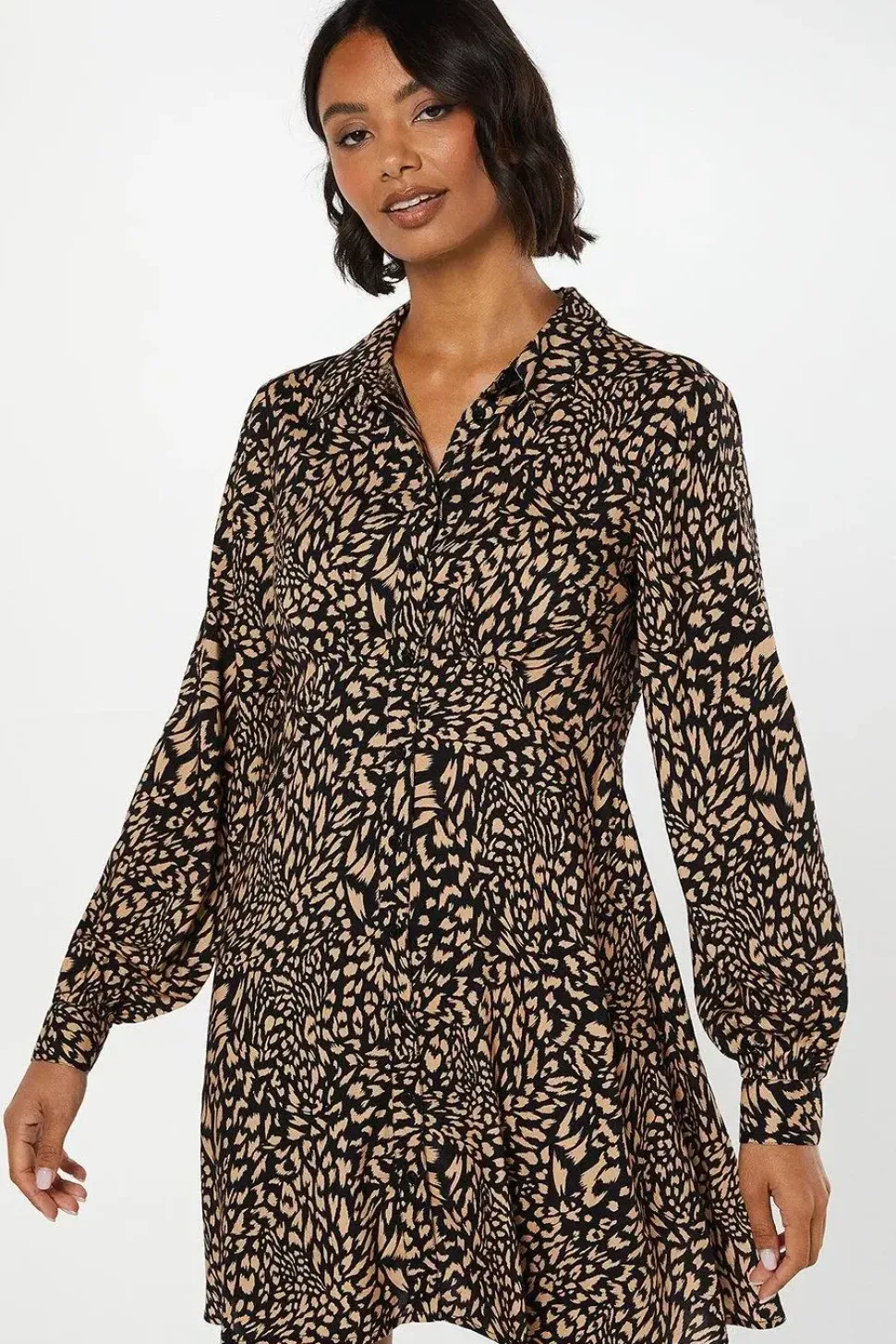 Animal Empire Half Placket Mini Shirt Dress