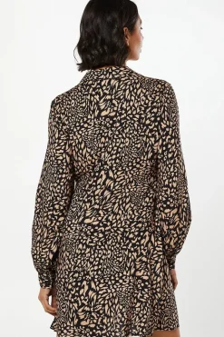 Animal Empire Half Placket Mini Shirt Dress