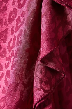 Animal Jacquard Ruffle Blouse