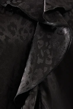Animal Jacquard Ruffle Blouse
