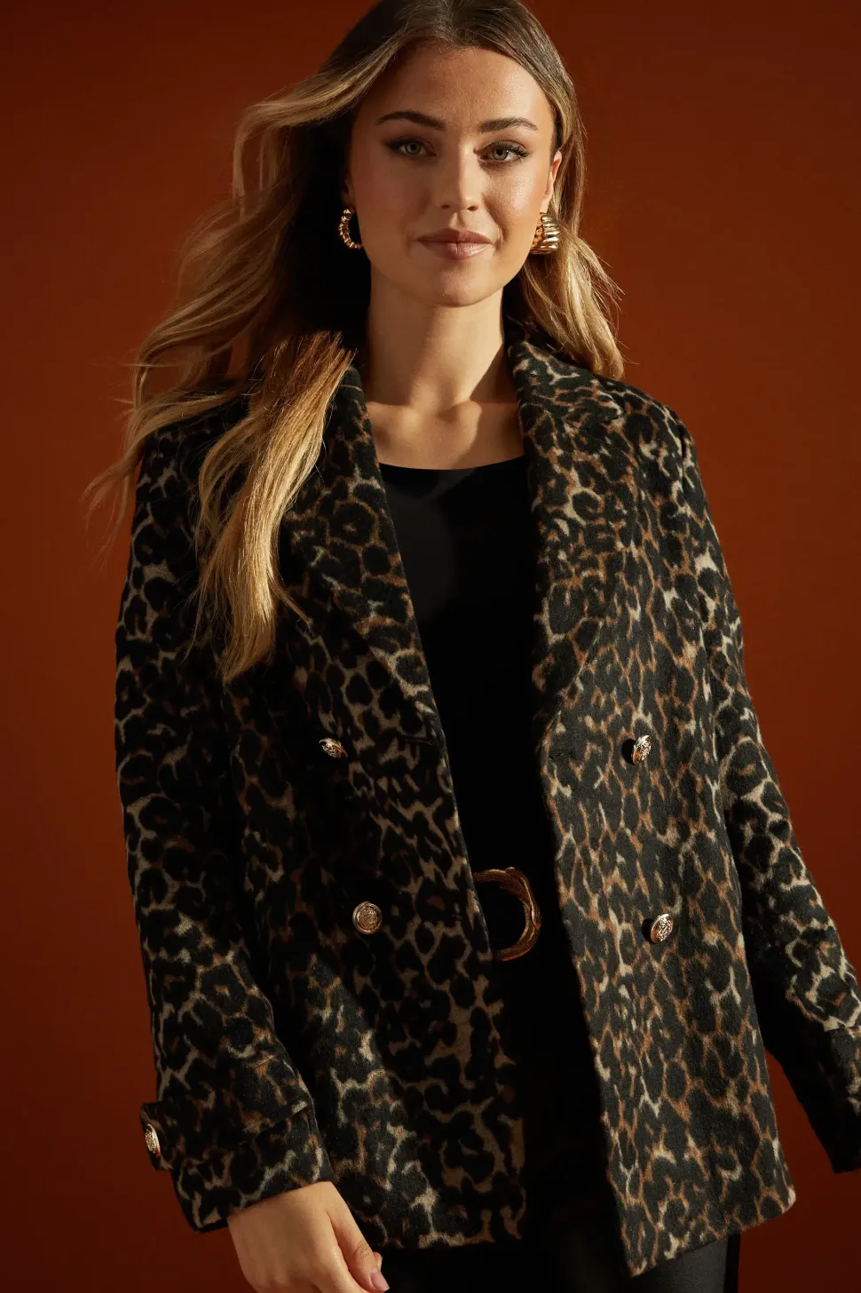 Animal Leopard Wool Peacoat