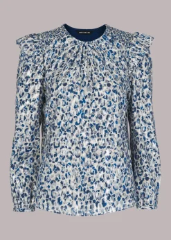 Animal Metallic Blouse-Animal Print