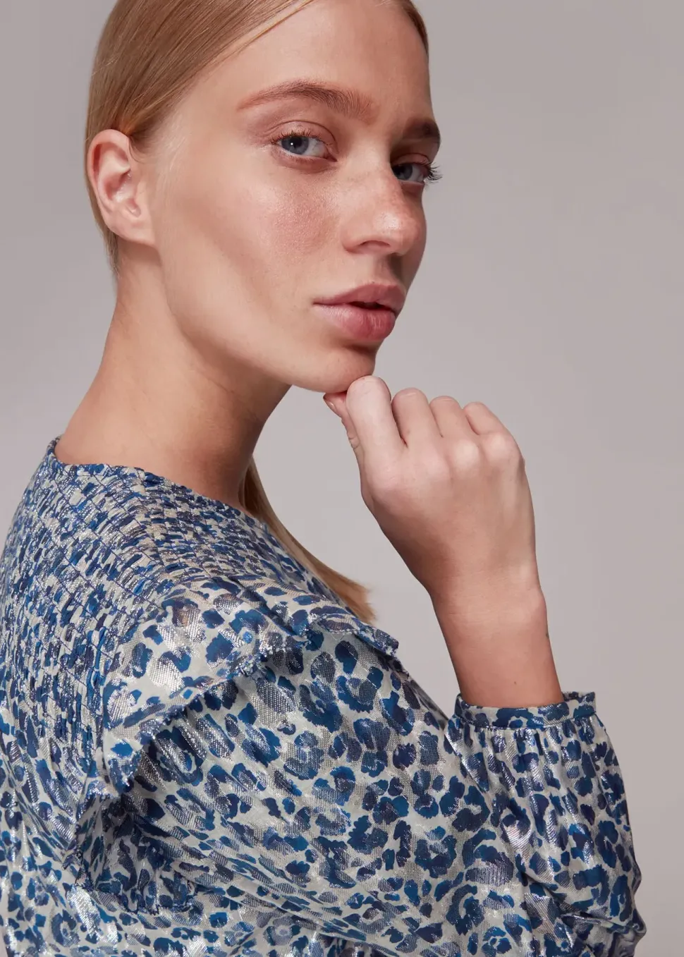 Animal Metallic Blouse-Animal Print