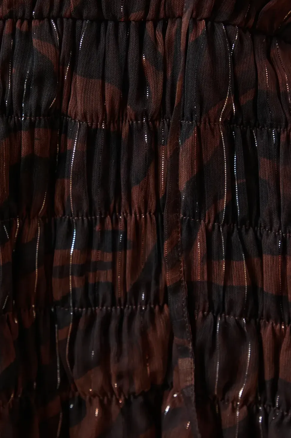Animal Metallic Chiffon Shirred Mini Dress