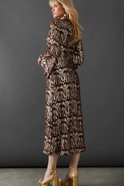 Animal Metallic Jacquard Midi Dress