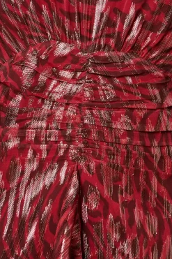 Animal Metallic Jacquard Ruffle Front Dress