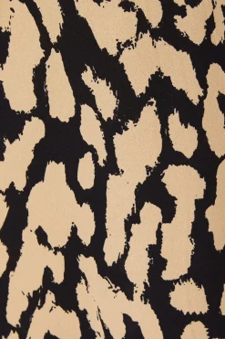 Animal Print Angel Sleeve Midi Dress