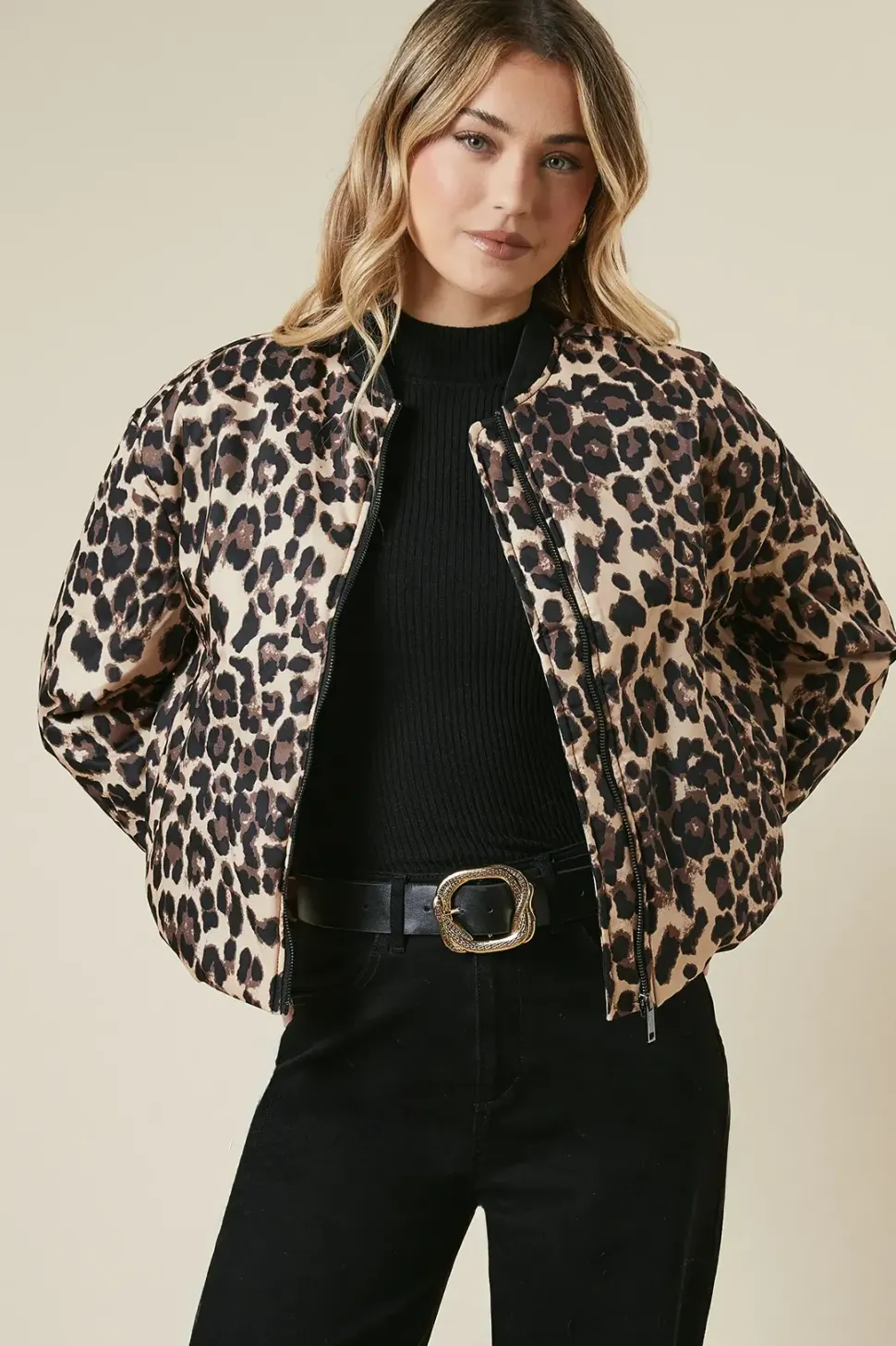 Animal Print Bomber Jacket