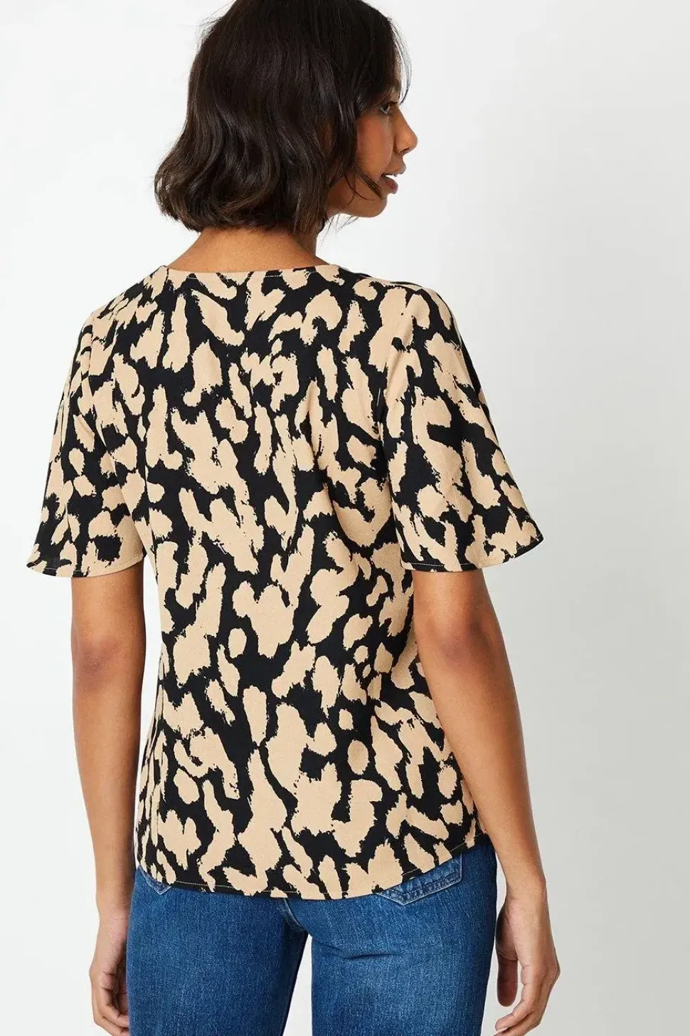 Animal Print Button Front Blouse