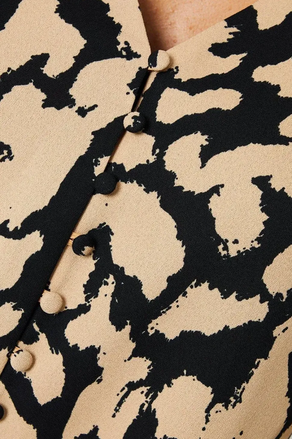 Animal Print Button Front Blouse