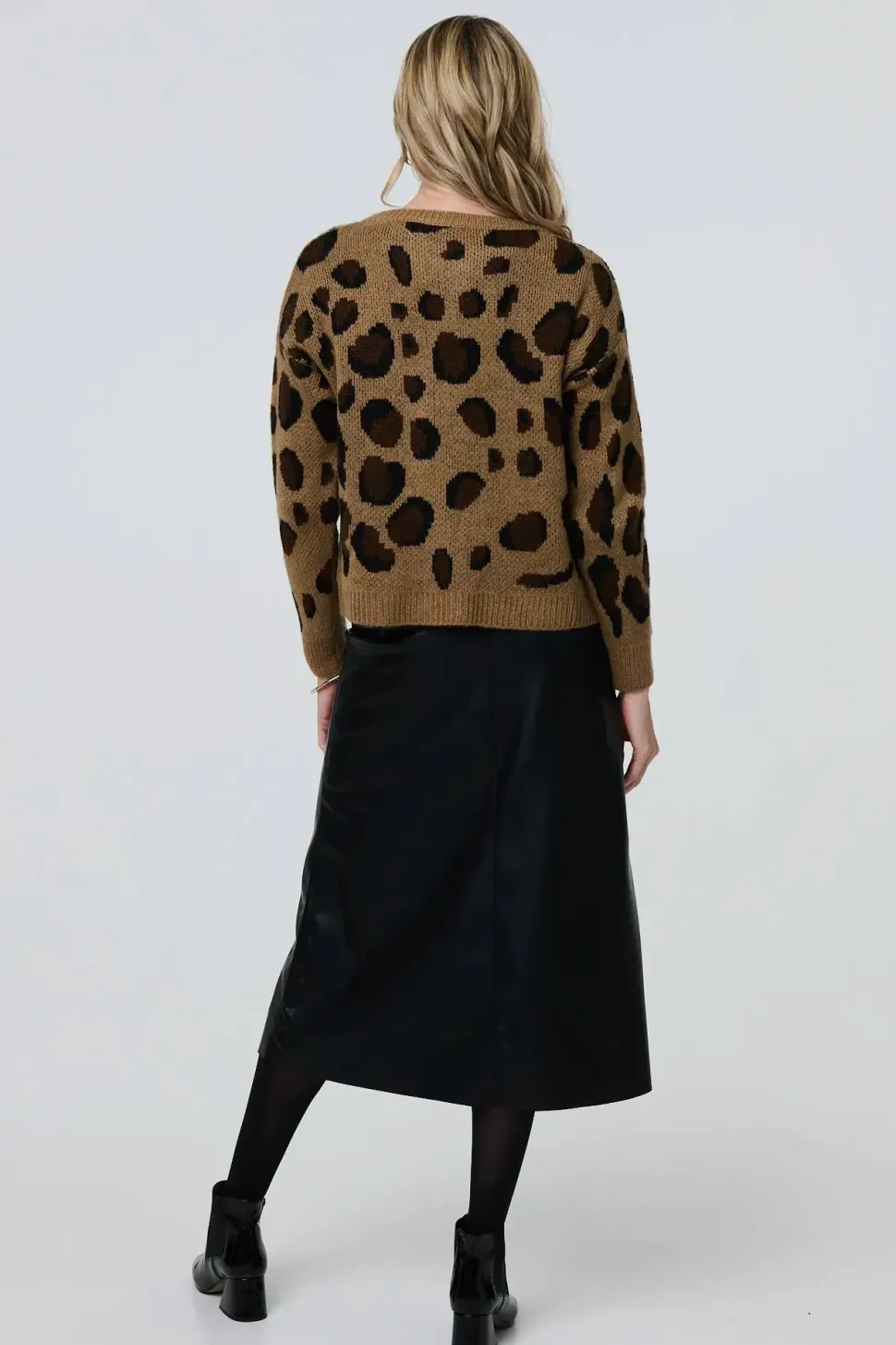 Animal Print Button-Up Boxy Cardigan