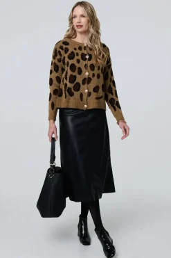 Animal Print Button-Up Boxy Cardigan