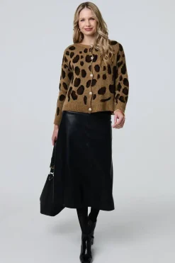 Animal Print Button-Up Boxy Cardigan