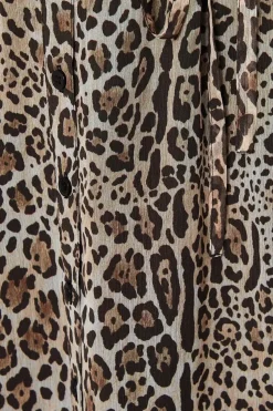 Animal Print Chiffon Sleeveless Ruffle Waisted Midi Dress