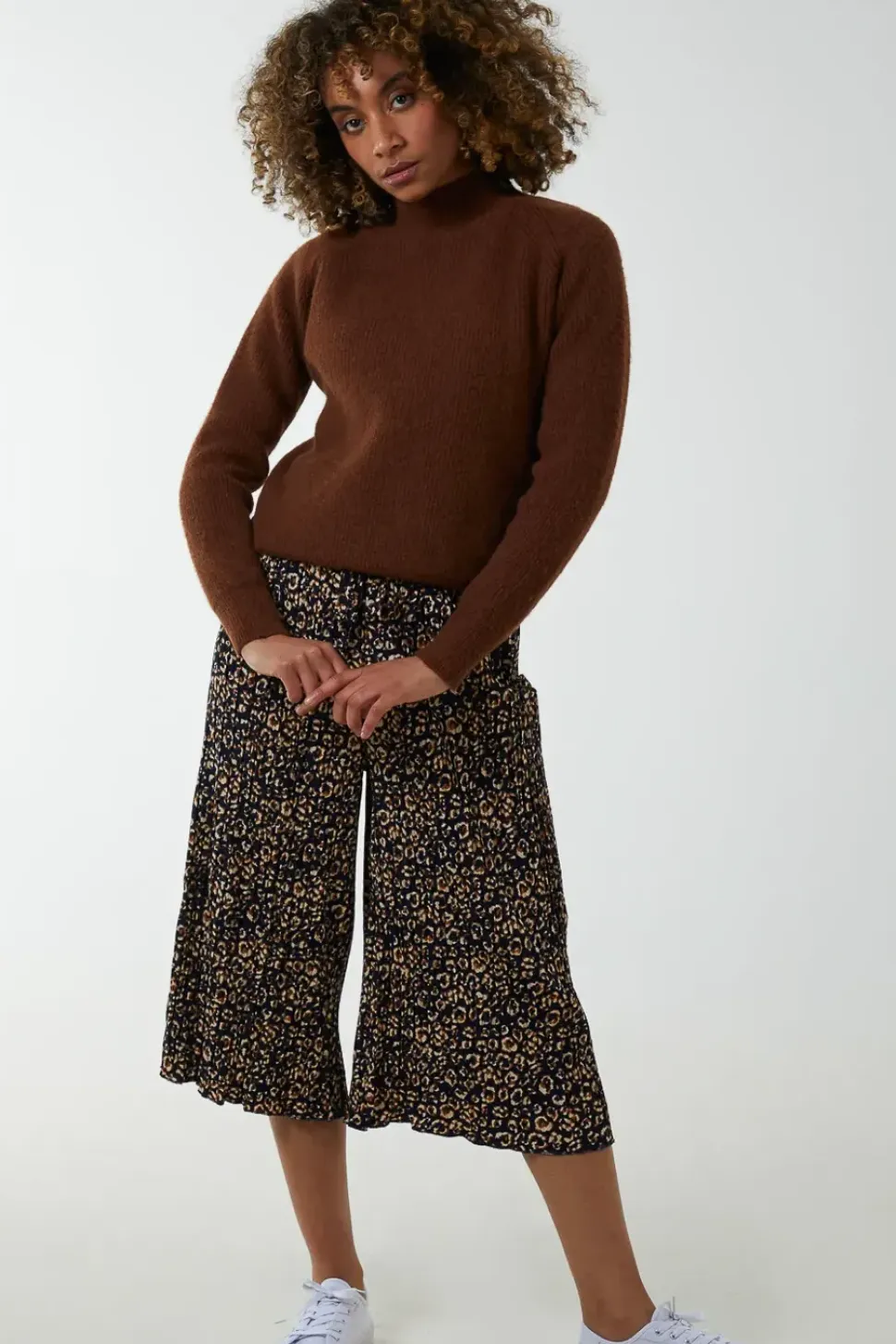 Animal Print Cropped Trousers
