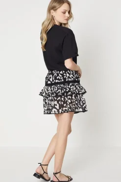 Animal Printed Tiered Mini Skirt