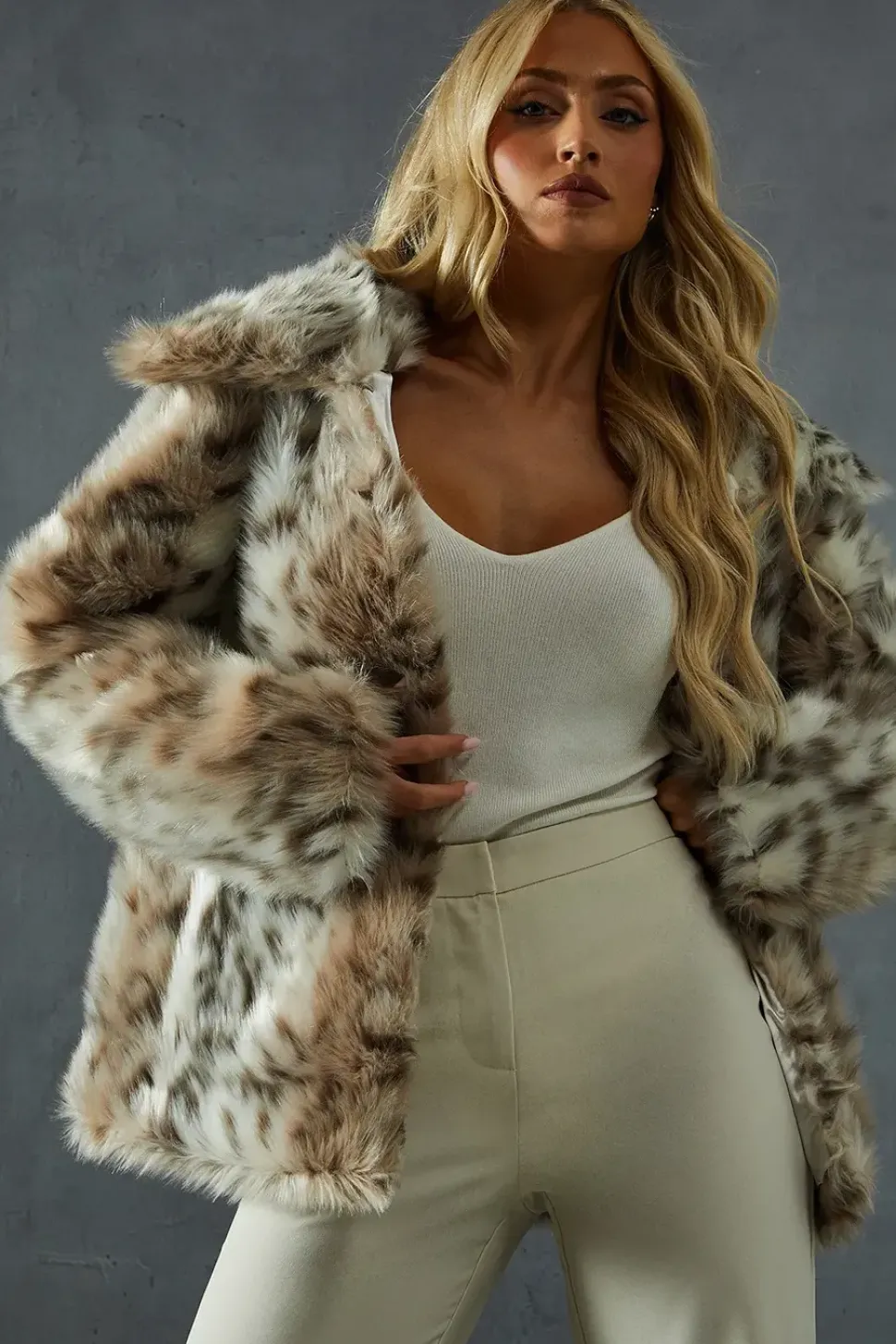 Animal Print Faux Fur Coat