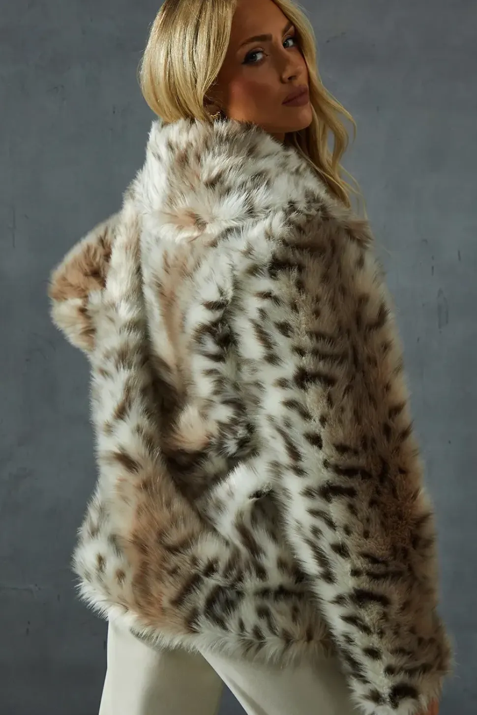 Animal Print Faux Fur Coat