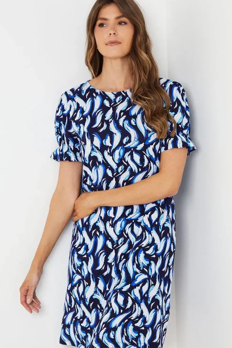 Animal Print Jersey Short Sleeve Shift Dress