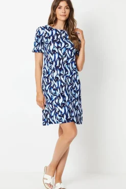 Animal Print Jersey Short Sleeve Shift Dress