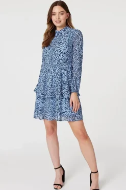 Animal Print Layered Hem Dress