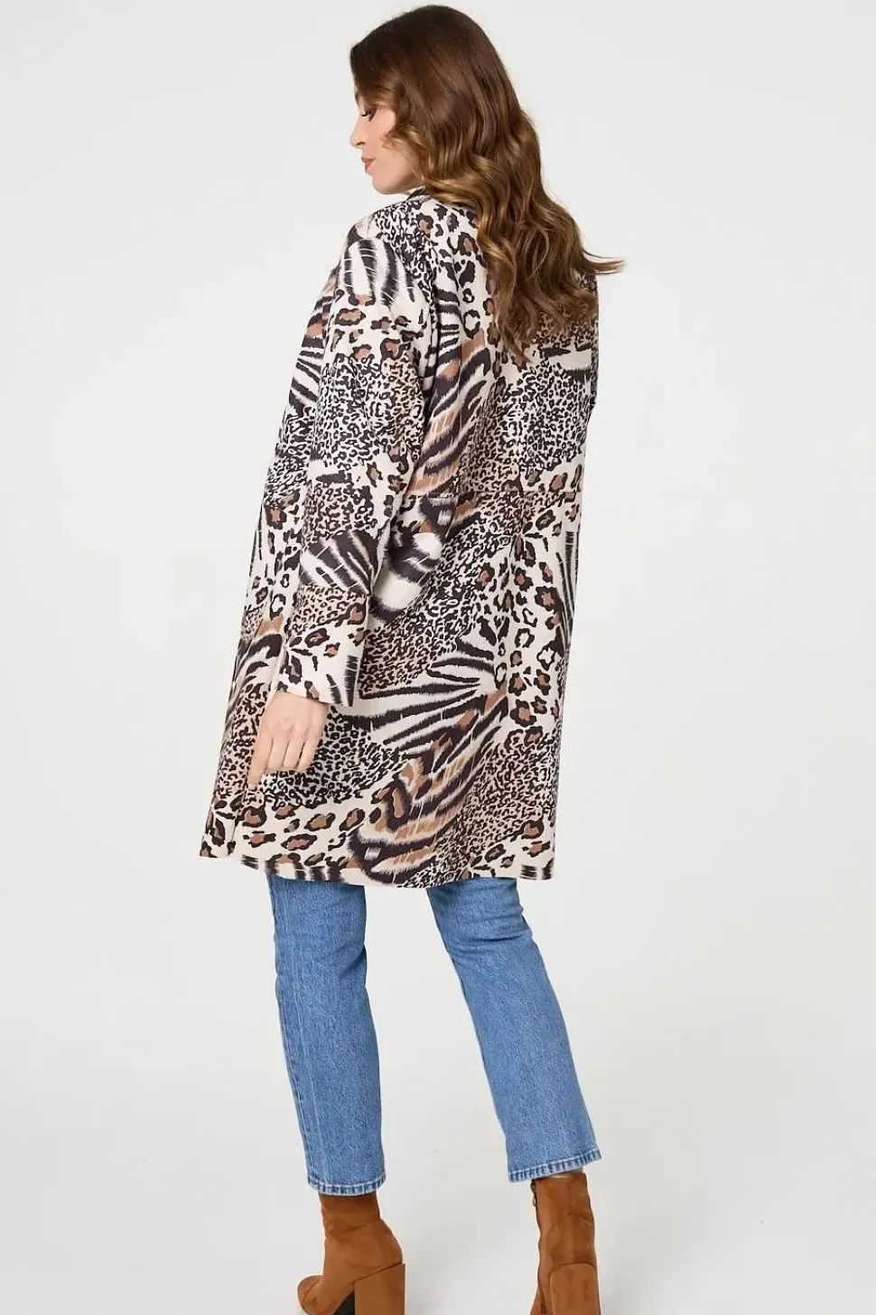 Animal Print Longline Blazer Coat