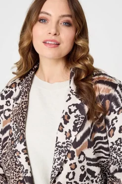 Animal Print Longline Blazer Coat